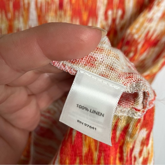 J Jill Love Linen Shirt Medium Multicolor Boat Neck Summer Breathable - Picture 3 of 5